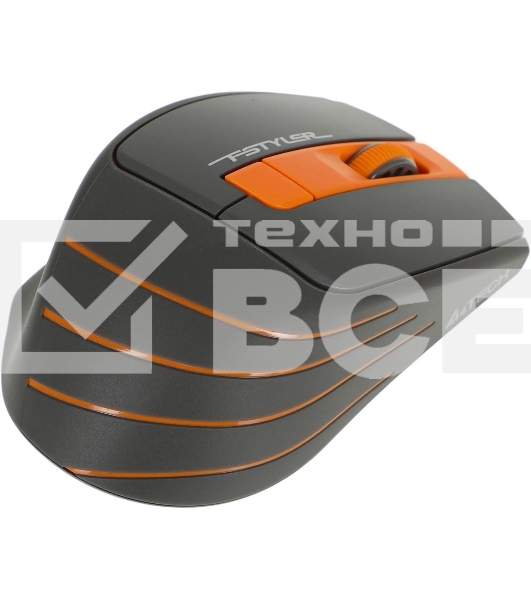 Мышь беспроводная A4Tech Fstyler FG30S серый/оранжевый, 2000 dpi, радиоканал, USB, кнопки - 6