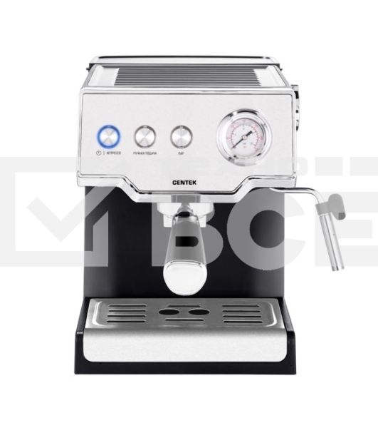 Кофеварка рожковая Centek CT-1167 черный/серебристый, исп. кофе - молотый, 1.6 л, 850 Вт, 20 бар.