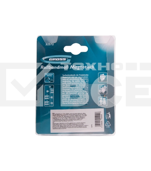 Рулетка Magnetisch, 5 м х 25 мм обрезиненный корпус,автоматическая фиксация GROSS 32572