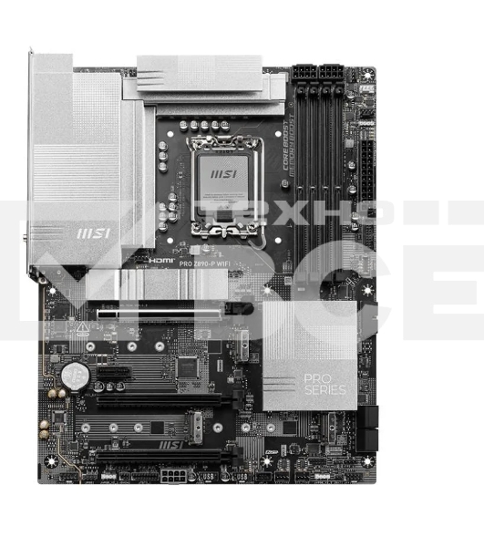 Материнская плата MSI PRO Z890-P WIFI, LGA 1851, Intel Z890, 4xDDR5, 4xSATA, 4xM.2, 1xPCIe 5.0 x16, 2xPCIe 4.0 x4, 1xPCIe 3.0 x1, 1xHDMI, 1xDP, 1xUSB-C Thunderbolt 4, 1xUSB-C 3.2 Gen 2, 1x 5Gb LAN, 2xUSB-A 3.2 Gen 1, 1xUSB-A 3.2 Gen 2, 4xUSB-A 2.0, 3x3.5 