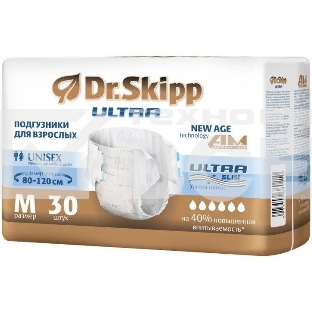 Подгузники для взрослых Dr.Skipp Ultra, р-р M, 30 шт, 8107