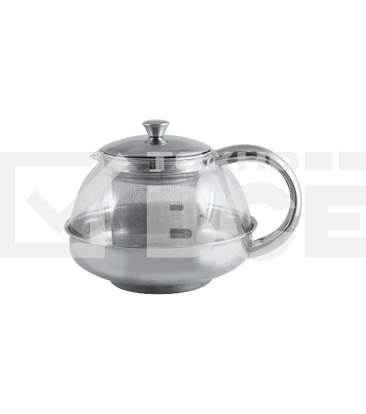 Чайник заварочный MALLONY Menta-600 из нержавеющей стали и жаропрочного стекла, 0,6 л