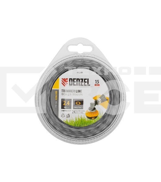 Леска для триммера Denzel двухкомпонентная эллипс 2,4мм х 15м, блистер EXTRA CORD