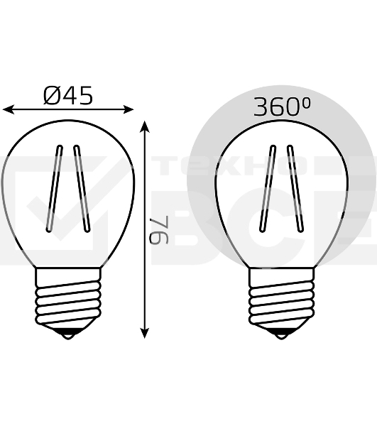 Лампа филам. Gauss Filament 8Вт цок.:E27 шар св.свеч.бел.нейт. (упак.:10шт) (52228)