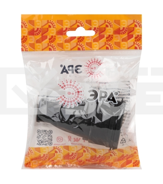 Розетка ЭРА RX10-B-IP44 каучуковая c заземлением 16А IP44 прямая черная