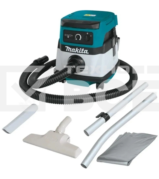 Строительный пылесос Makita DVC150LZ гибридное, белый, 320 Вт, уборка сухая/влажная, пылесборник мешок/контейнер, 15 л