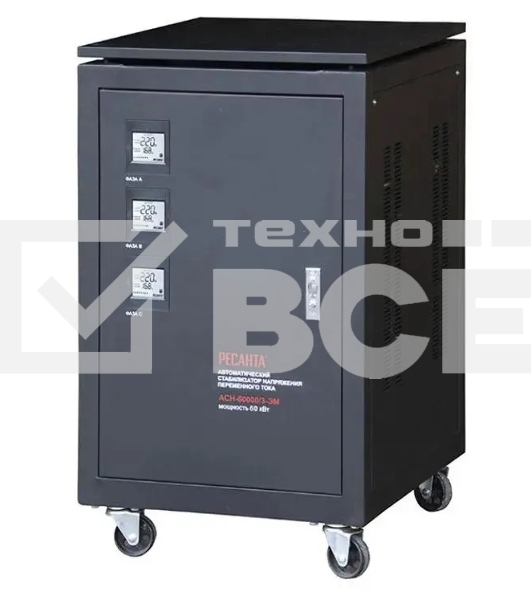 Стабилизатор напряжения Ресанта АСН-60000/3-ЭМ однофазный черный (63/4/10)