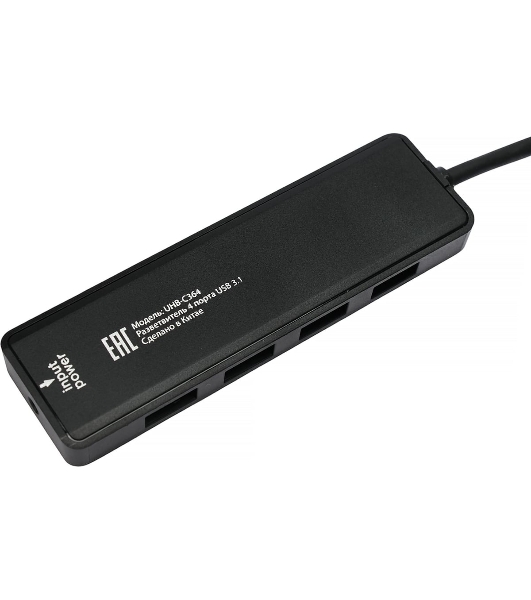 USB-концентратор Gembird UHB-C364, USB 3.0, USB 4 порта, USB Type-C / с доп питанием
