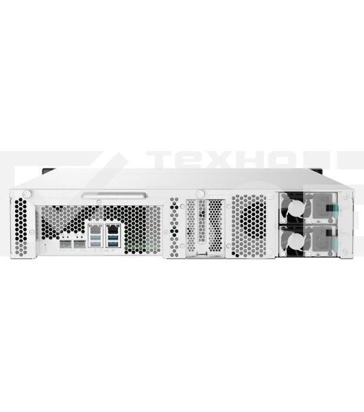 Сетевое хранилище без дисков SMB QNAP TS-1232PXU-RP-4G 12-Bay quad-core 64-bit AL324 1.7 GHz rackmount NAS with 250W redundant PSU, 4GB DDR4 UDIMM RAM (max 1x16GB), SATA 6Gb/s, 2x 10GbE SFP+ LAN, 2x2.5 GbE LAN, 1x PCIe Gen2 x2 slot. W/o RAIL-B02