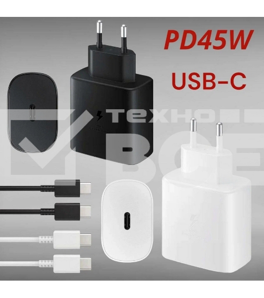 Блок питания (сетевой адаптер) Amperin USB-А, USB-C (YDS-TC045-011) 45W, черный