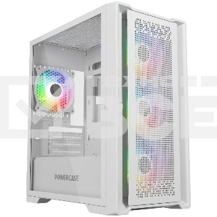 Компьютерный корпус Powercase ByteFlow Micro White, Tempered Glass, 4х 120mm ARGB fans, ARGB HUB, белый, mATX  (CAMBFW-A4)