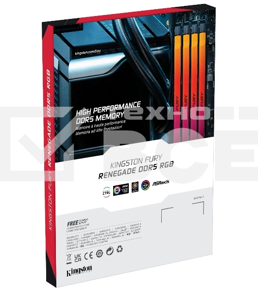 Оперативная память Kingston Fury Renegade, DDR5, 16GB (1x16GB), 7200MHz, CL38, радиатор, RGB, черный