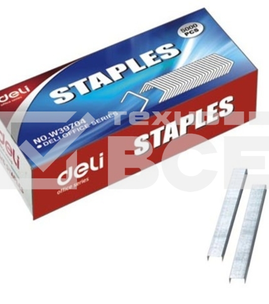 Скобы для степлера 26/6 Deli E39704 оцинкованные кор.карт. (упаковка: 5000шт.)