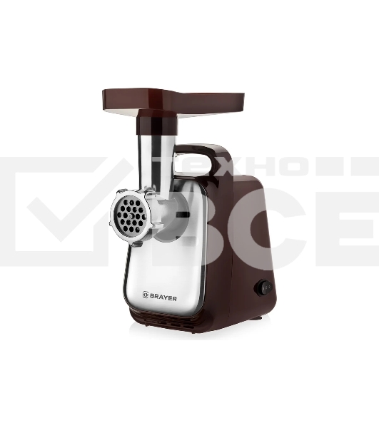 Мясорубка BRAYER 1601BK, 1300 Вт,реверс, насадки кеббе, колбасы, 2 диска, отсек для хранения, толкат