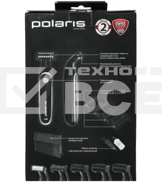 Машинка для стрижки Polaris PHC 0202R черный/серебристый
