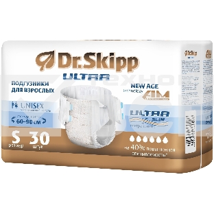 Подгузники для взрослых Dr.Skipp Ultra, р-р S, 30 шт., 8106