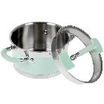 Кастрюля LARA LR02-540 MINT 16x9 см, 1,7 л, носик, индукционное дно, крышка с бортом, полипропилен, силикон, нержавеющая сталь, фото3