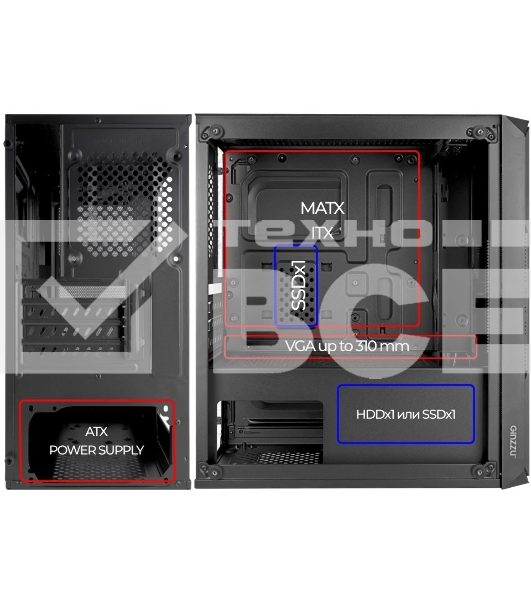 Компьютерный корпус Ginzzu CL580 mATX