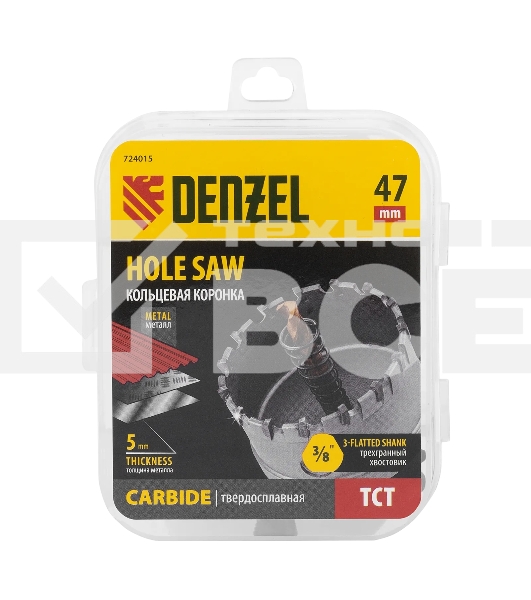 Коронка по металлу Denzel твердосплавная, 47 мм