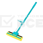 Швабра отжимная Home Palisad 110 см, губка PVA 26х5,5х6 см, телескопическая рукоятка, бирюзовая, фото 1