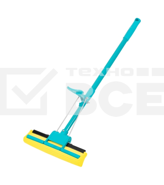 Швабра отжимная Home Palisad 110 см, губка PVA 26х5,5х6 см, телескопическая рукоятка, бирюзовая
