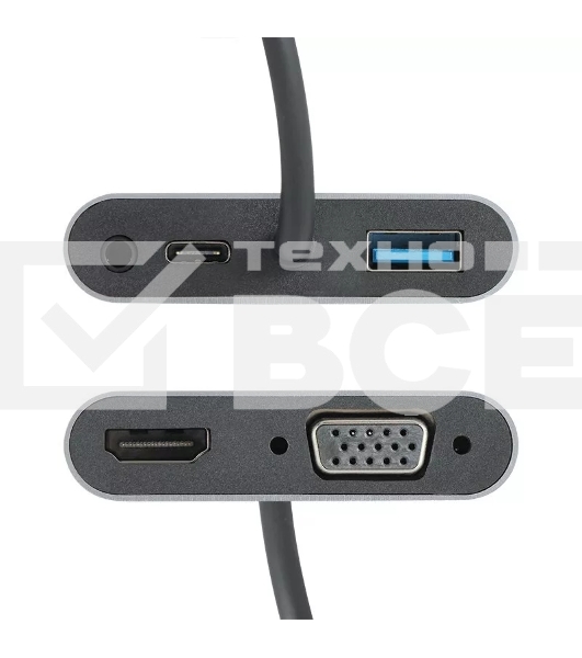Адаптер USB Type-Cm-->VGA, HDMI 4k*30Hz, USB3.0, PD, Audio,iOpen (Aopen/Qust/VCOM)<ACU4511>