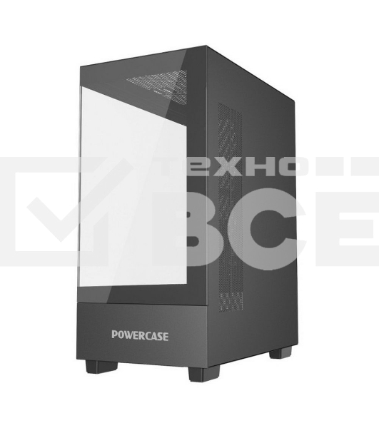 Корпус компьютерный Powercase Vision Micro M, Tempered Glass, чёрный, mATX  (CVMMB-L0)