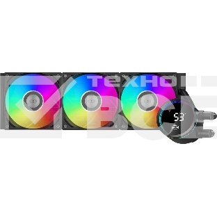 Система охлаждения PCCooler DA360 Pro ARGb Digital BK (300W, 360мм, LED temp., Black, ARGb/Fans: 3x120мм, 75.8CFM, 33.7dBA, 2200RPM/Pump height 57мм, 28dBA, 3000RPM, Rad thickness 27мм/S: 1851, 1700, 1200, 20XX, 115X, AM5, AM4)