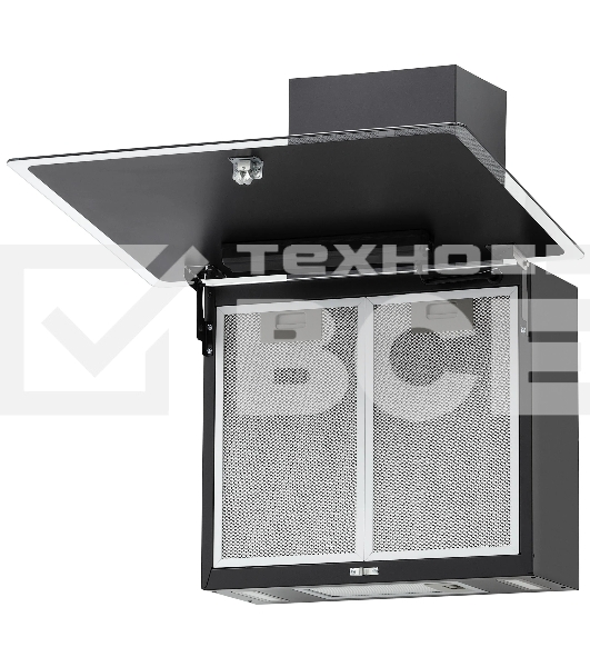 Вытяжка кухонная вертикальная Krona AURA 600 FRAME BLACK S черный с прозрачным кантом