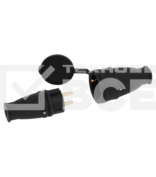 Розетка ЭРА RX10-B-IP44 каучуковая c заземлением 16А IP44 прямая черная
