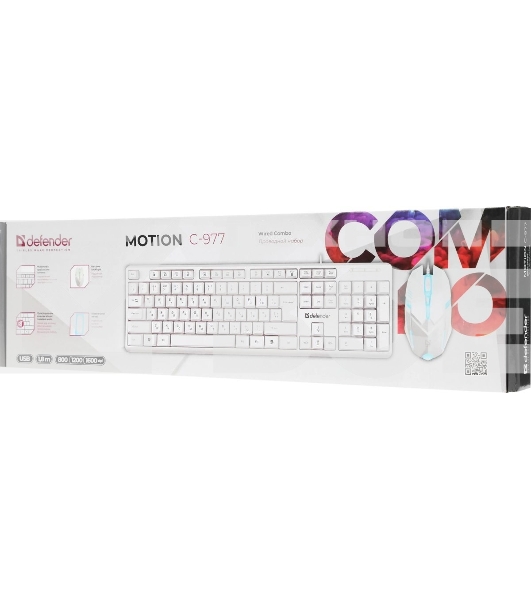 Комплект клавиатура + мышка Defender LINE MOTION C-977 RU белый