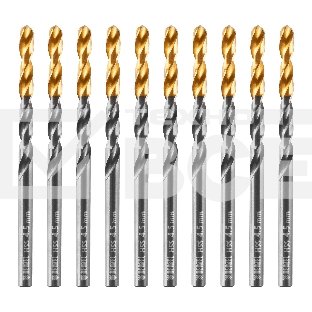 Сверло по металлу Denzel 4,5 мм, HSS-Tin, Golden Tip, 10 шт.