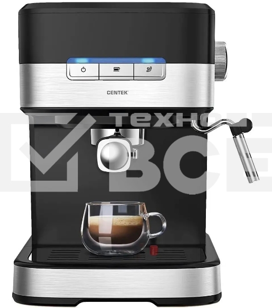 Кофеварка рожковая Centek CT-1171 черный, исп. кофе - молотый, 1.5 л, 1200 Вт, 20 Бар