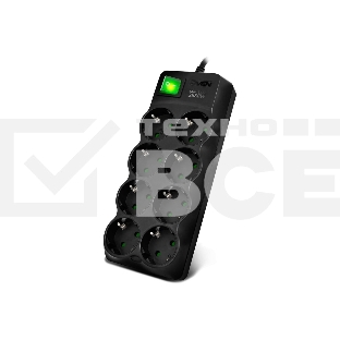 Сетевой фильтр SVEN SF-08E-16 (1,8 м 8 розеток с защитными шторками,16А) черный, цветная коробка