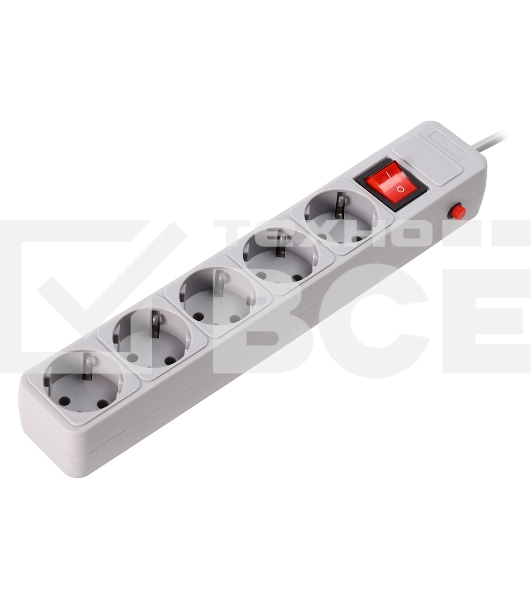 Сетевой фильтр Smartbuy (SBSP-5-30-G) 5 гн х 3,0 м серый