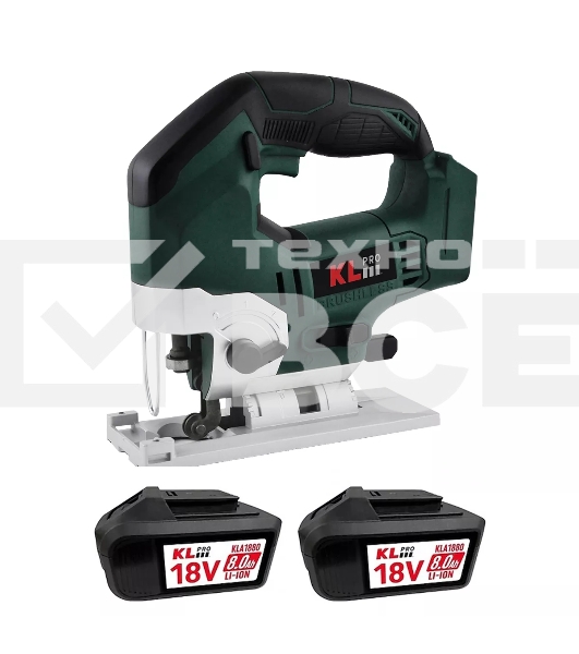 Лобзик электрический профессиональный бесщеточный KLPRO KLDT18B-80 (18В, Li-ion-2шт, 8.0А·ч, патрубок для пылесоса, полотна (дерево/металл, З/У-4А, кейс)