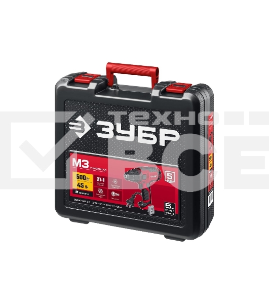 Дрель-шуруповерт сетевой ЗУБР ДШ-М3-500-2 К, Сетевая, 500 Вт, Кейс