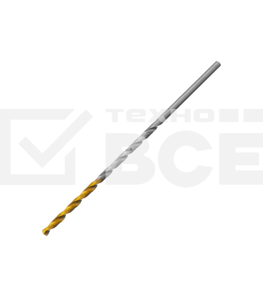 Сверло спиральное по металлу Denzel 2,5 х 95 мм Р6М5, Golden Tip, удлиненное, 2 шт.