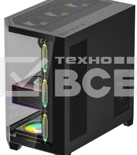 Компьютерный корпус Formula V Line Crystal Z6 Black, ATX, Left & Front & Bevel side Tempered Glass, TYPE-C*1, USB3.0*2