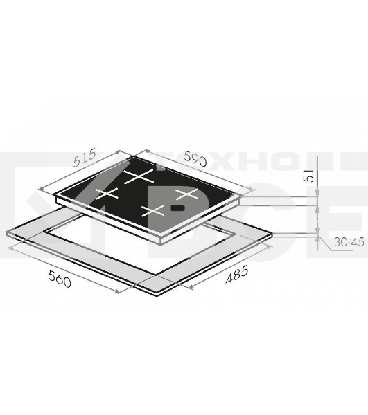 Газовая варочная панель Maunfeld EGHG.64.23CB/G, 4 конфорки, закаленное стекло, черный