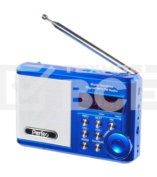 Радиоприемник Perfeo мини-аудио Sound Ranger, FM MP3 USB microSD In/Out ридер, BL-5C 1000mAh, синий (PF-SV922BLU)