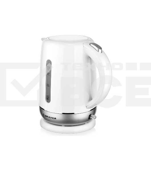 Чайник электрический BRAYER BR1011, 2200 Вт, 1,7 л, термост.пластик, автоотключ, STRIX, моющ. Фильтр