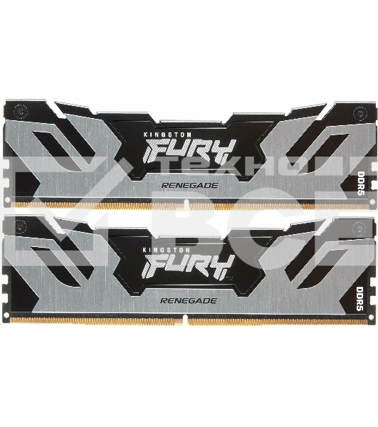Оперативная память Kingston Fury Renegade, DDR5, 32GB (2x16GB), 6400MHz, CL32, с радиатором, серебристый/черный