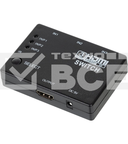 Переключатель аудио-видео Premier HDMI (f)/HDMI (f)/HDMI (f) черный (7004)