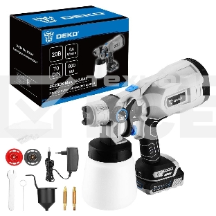 Краскопульт аккумуляторный DEKO SG20DK Max, 20В, 800 мл, 1x3.0А·ч 083-1135