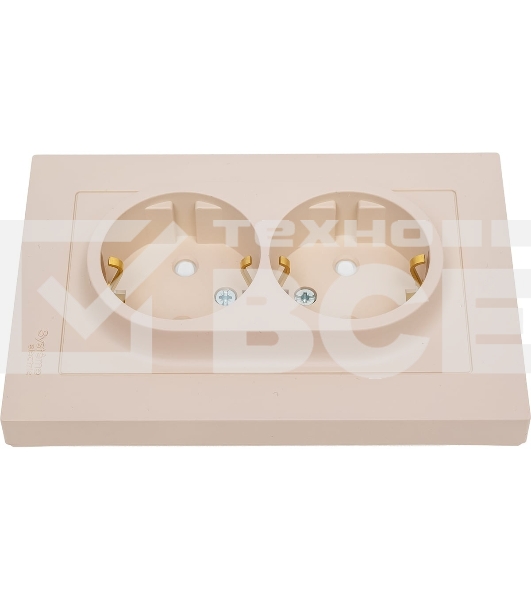 Розетка 2-м. SE ATN001226 AtlasDesign 16А с заземл. со шторками в сборе песочн.