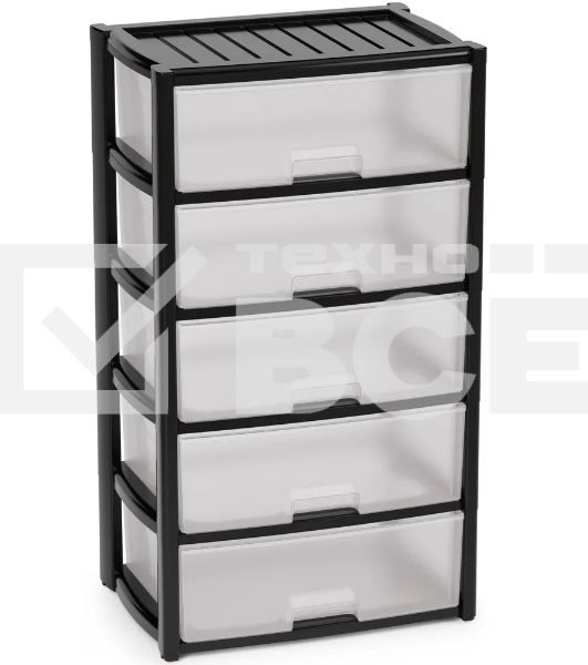 Комод Альтернатива М8764 Колорит 5 секций. широкий черный