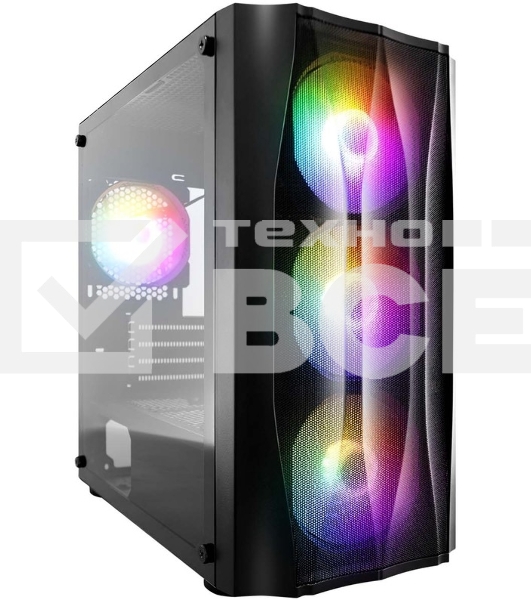 Компьютерный корпус 1STPLAYER FIREBASE X3-M Black, mATX, TG, 4x120мм LED fans inc.