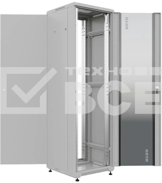 Шкаф коммутационный NTSS Премиум (NTSS-R18U6060GS) напольный 18U 600x600мм пер.дв.стекл металл 900кг серый 510мм 903мм IP20