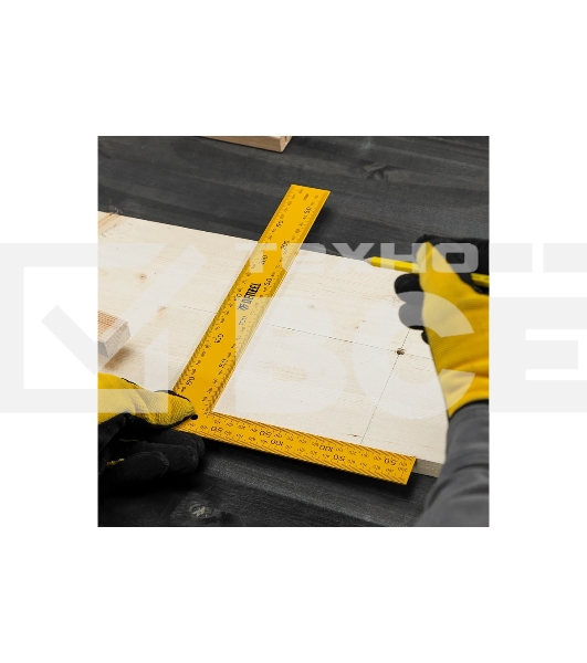 Угольник Denzel стальной, 200 мм х 300 мм, ультрафиолетовая печать (измерительная шкала)